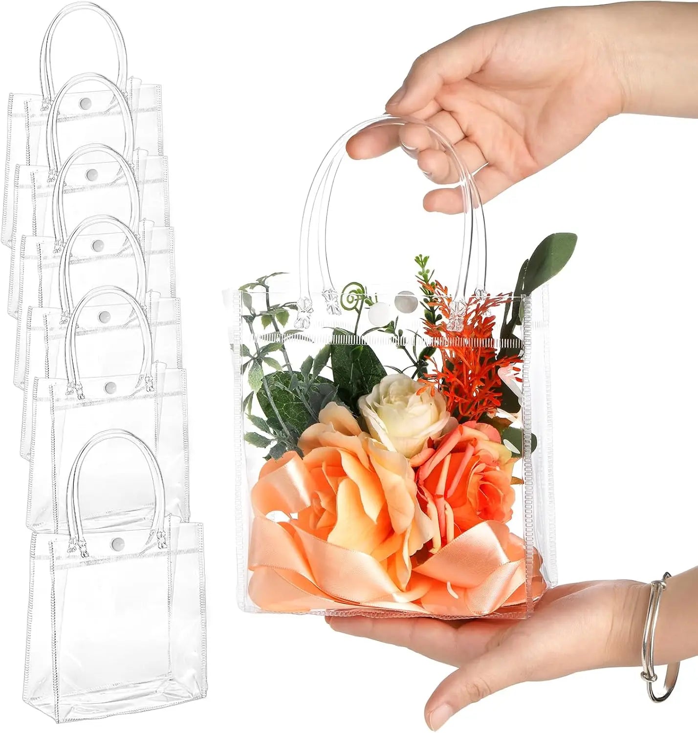 10/20Pcs Clear Gift Bags with Handles