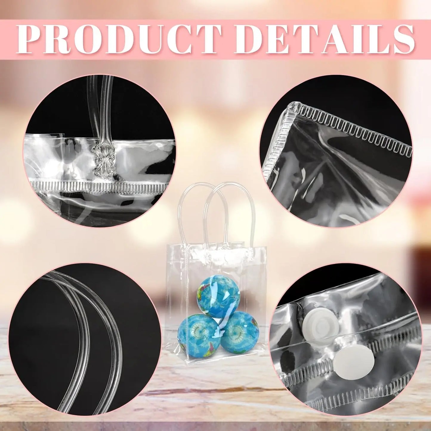 10/20Pcs Clear Gift Bags with Handles