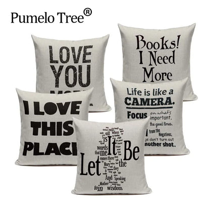 Black White Love Letter Cushion Cover