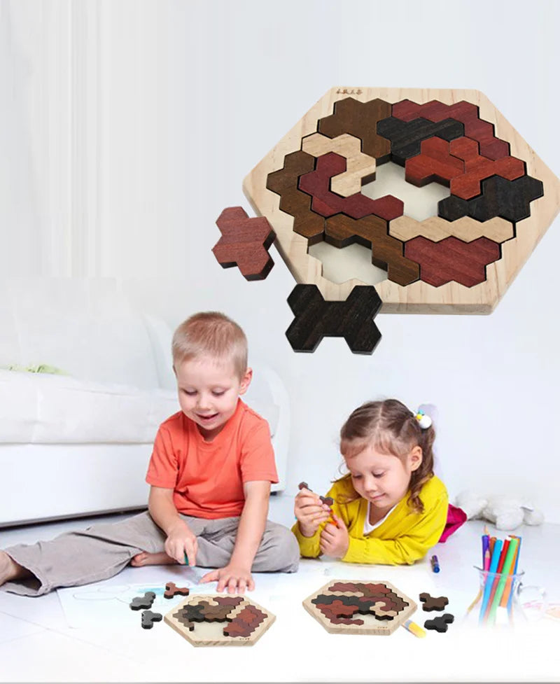 Puzzle Tangram 3D en bois