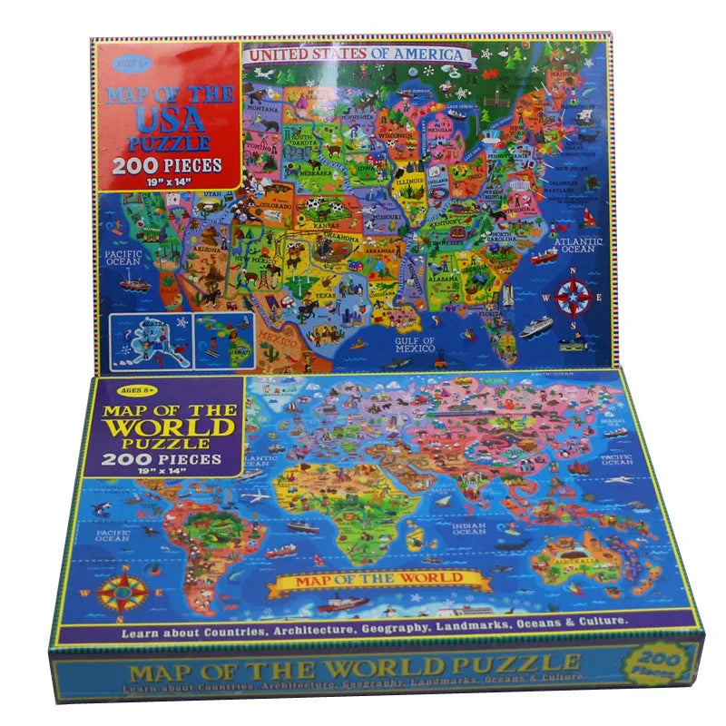 United States World Map Jigsaw Puzzle - 200 pcs