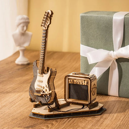 Wooden 3D Electric Guitar Puzzle