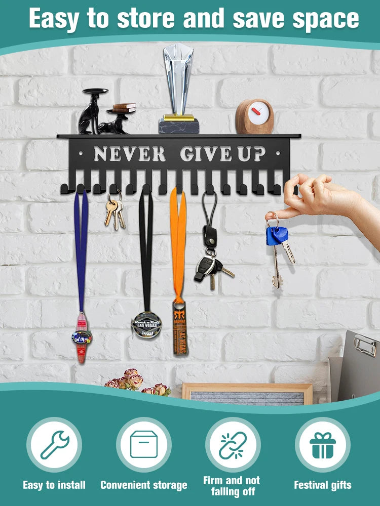 "Never Give Up" Medal Display Hanger