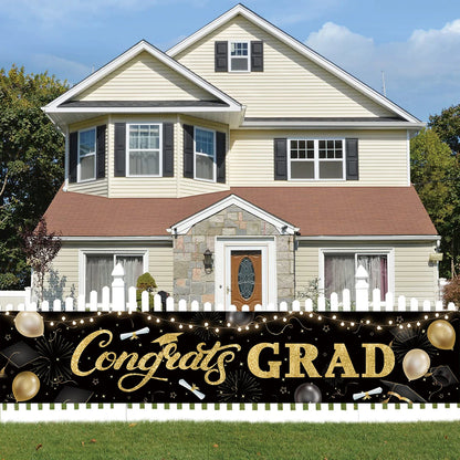 Black Gold Outdoor "Congrats Grad" Banner