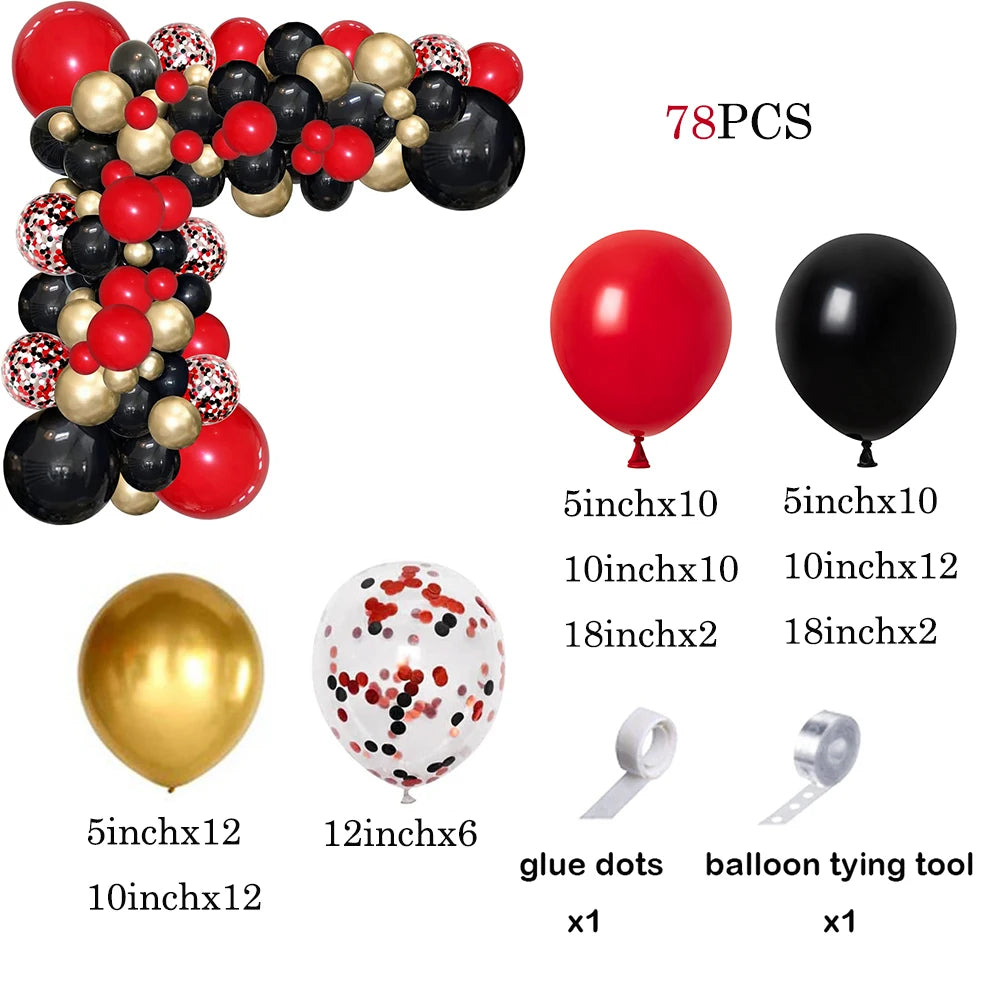 110Pcs Red Black Balloon Garland Kit