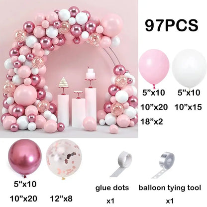 110pcs Rose Red Gold Balloon Garland Kit