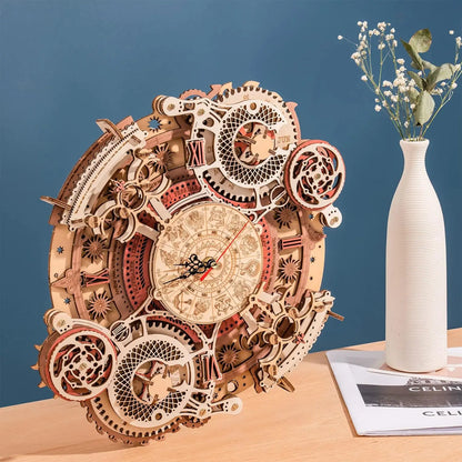 Wooden 3D Mechanical Wall Clock Puzzle