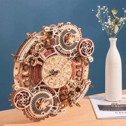 Wooden 3D Mechanical Wall Clock Puzzle