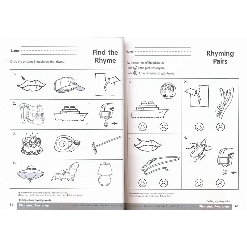 Basic Phonics Skills Workbook for Grades Pre-K and K - Level A