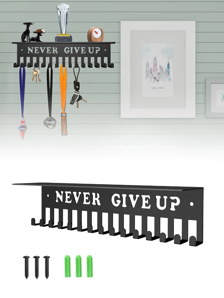 "Never Give Up" Medal Display Hanger