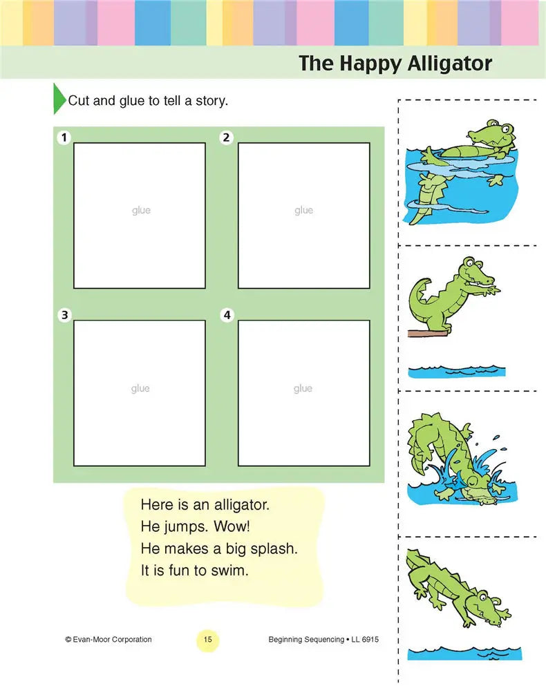 Cahier d'exercices de séquençage de la ligne d'apprentissage - Niveaux de la maternelle à la maternelle