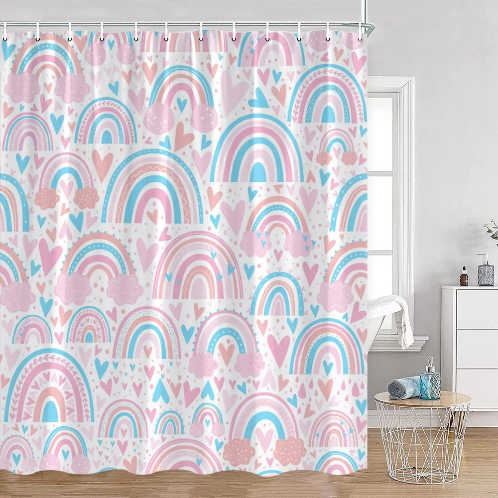 "Heart and Rainbows" Shower Curtains