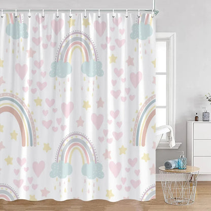 "Heart and Rainbows" Shower Curtains