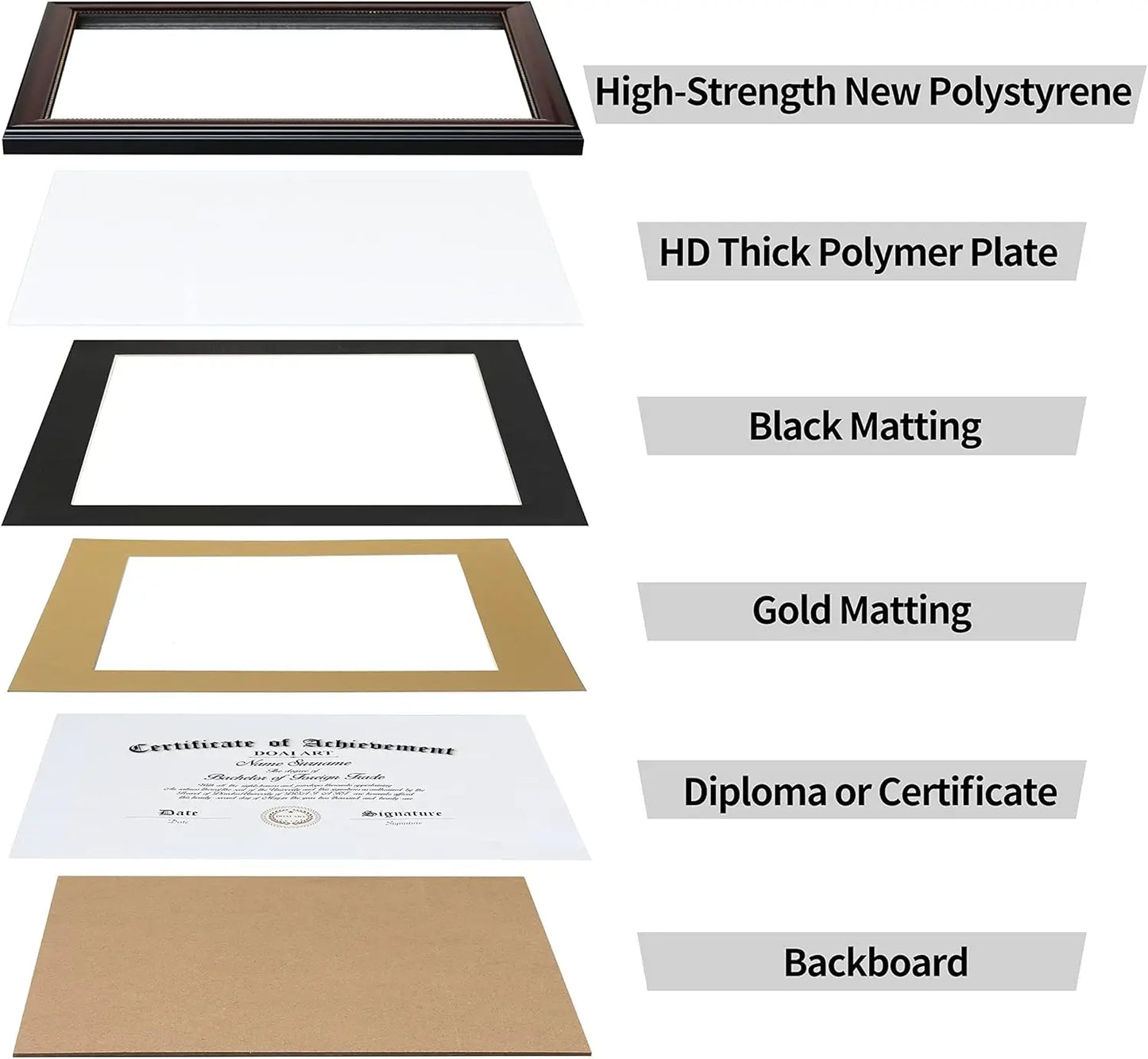 Diploma Frame Set of 2 Classic Mahogany with Black and Gold Double Mat