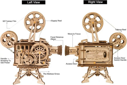 Wooden 3D Hand Crank Projector Classic Film Vitascope