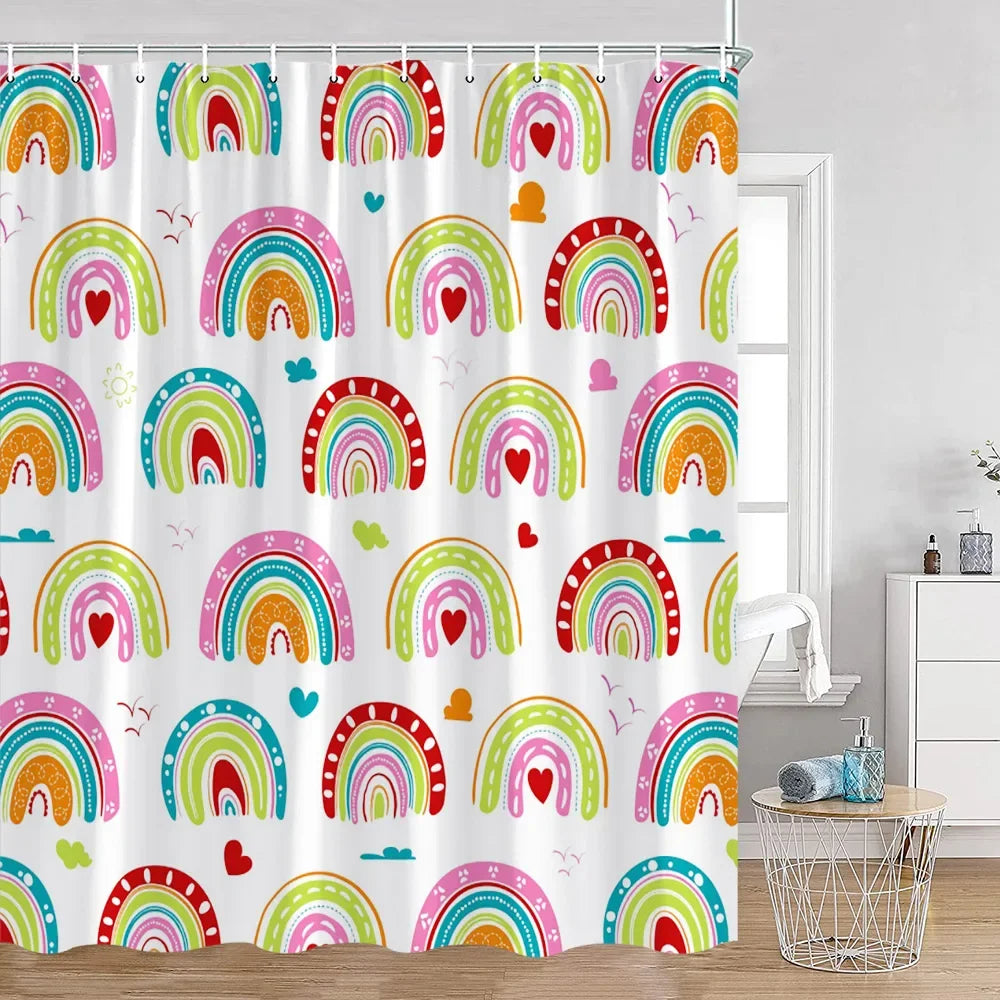 "Heart and Rainbows" Shower Curtains