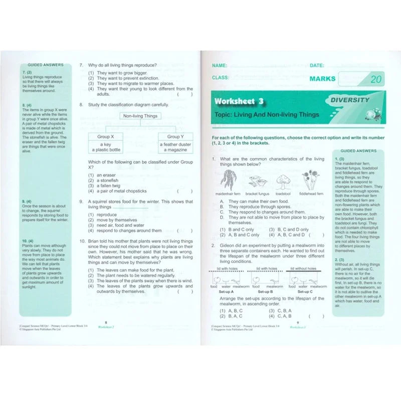 Cuadernos de trabajo de 8 volúmenes para aprender ciencias y conquistar las ciencias: grados 1 a 6