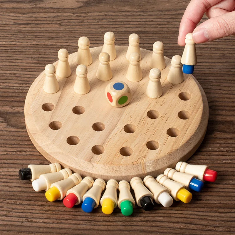 Wooden Memory Color Match Stick Game Board