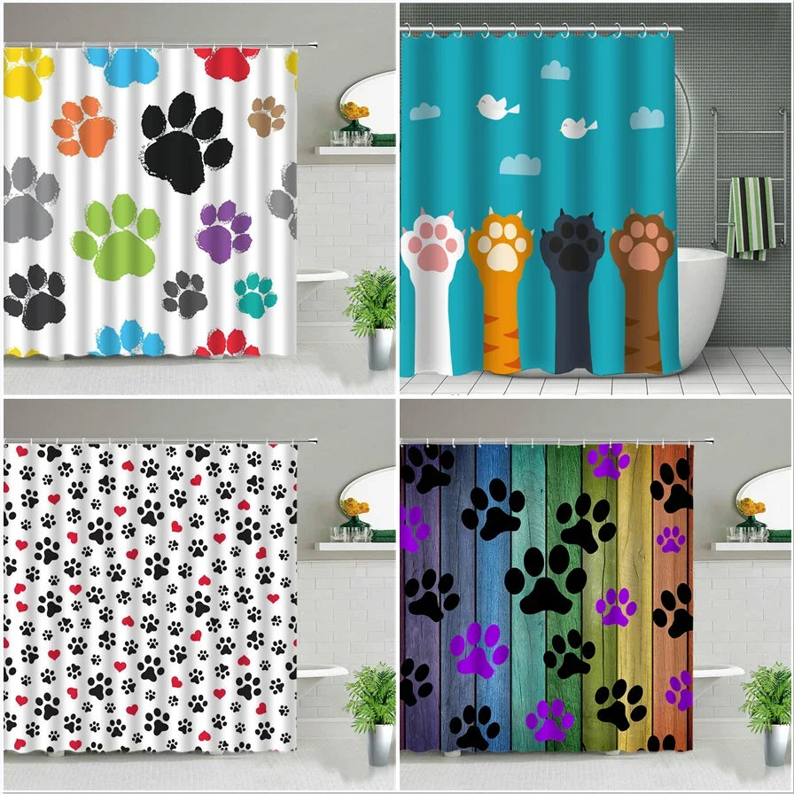 Animal Paw Print Shower Curtains