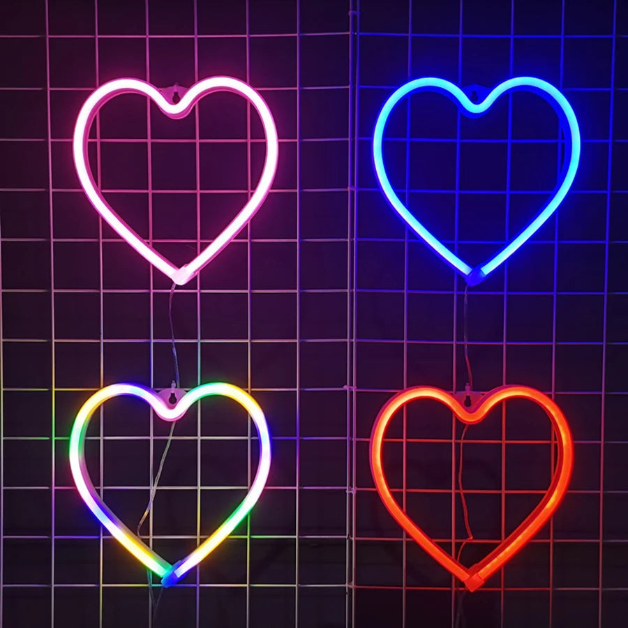 "Hello, Heart, Love" Neon Signs