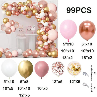 110pcs Rose Red Gold Balloon Garland Kit