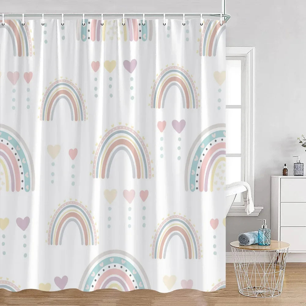 "Heart and Rainbows" Shower Curtains