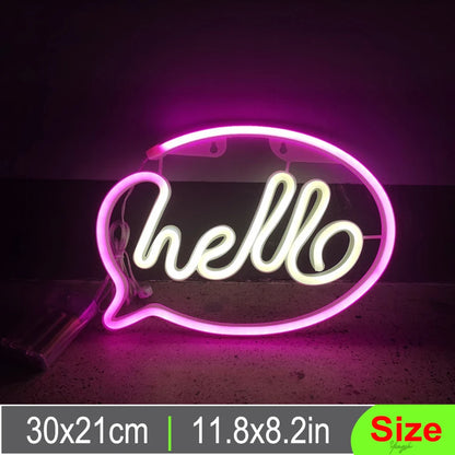 "Hello, Heart, Love" Neon Signs