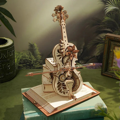 Wooden 3D Mechanical Music Box Cello Puzzle