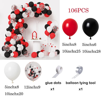 110Pcs Red Black Balloon Garland Kit