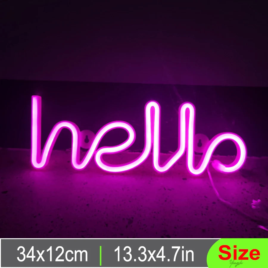 "Hello, Heart, Love" Neon Signs