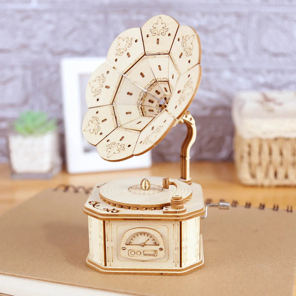 Wooden 3D Gramophone Music Box Puzzles