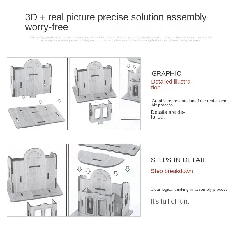 Wooden 3D House Model Puzzle