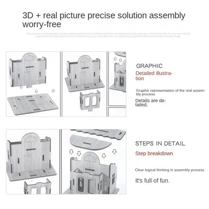 Wooden 3D House Model Puzzle