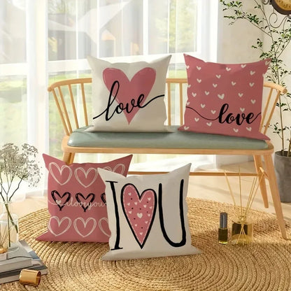 "Pink Love Valentine's Day" Pillow Covers