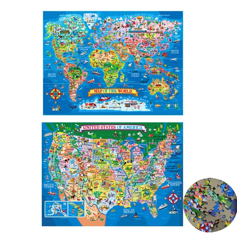 United States World Map Jigsaw Puzzle - 200 pcs