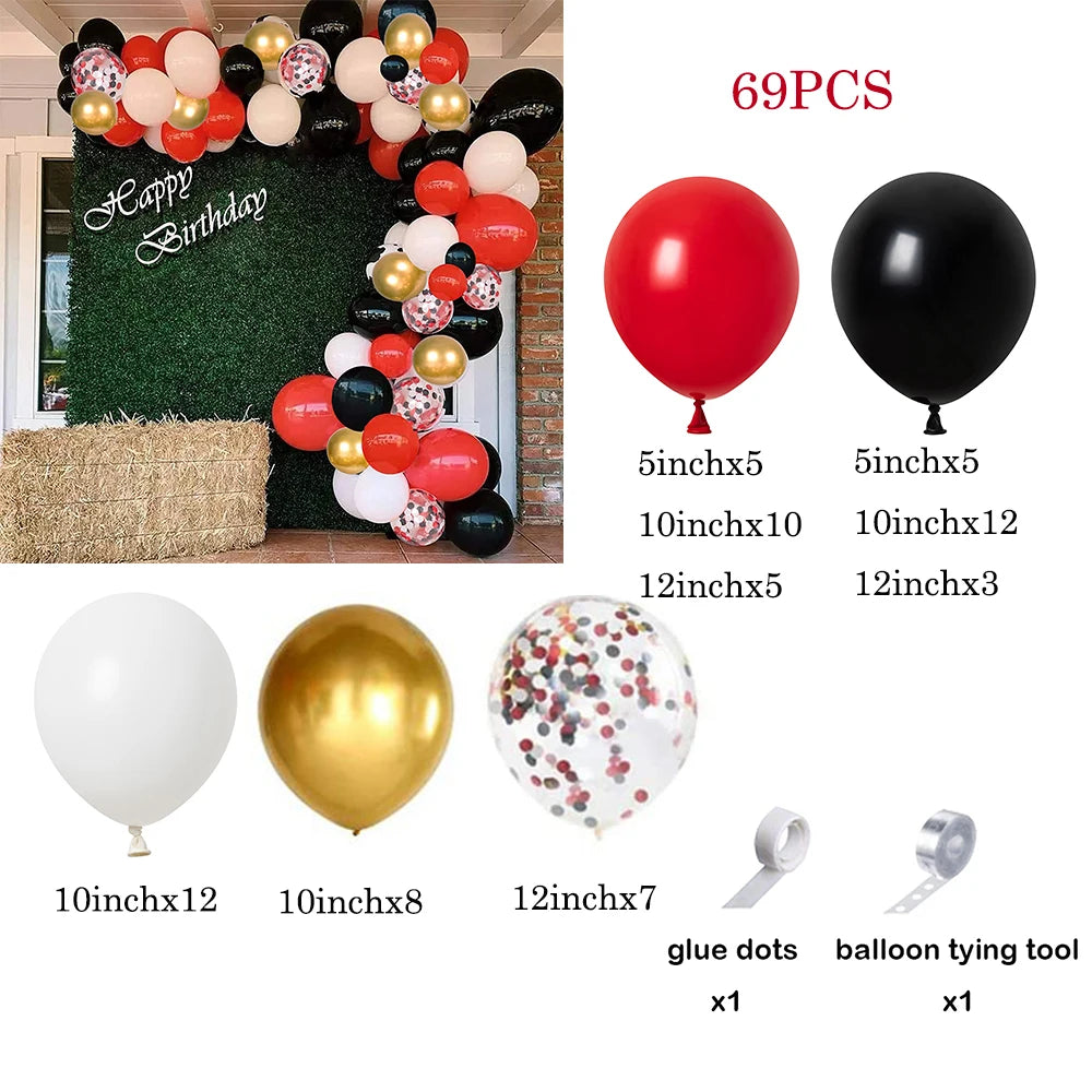 110Pcs Red Black Balloon Garland Kit