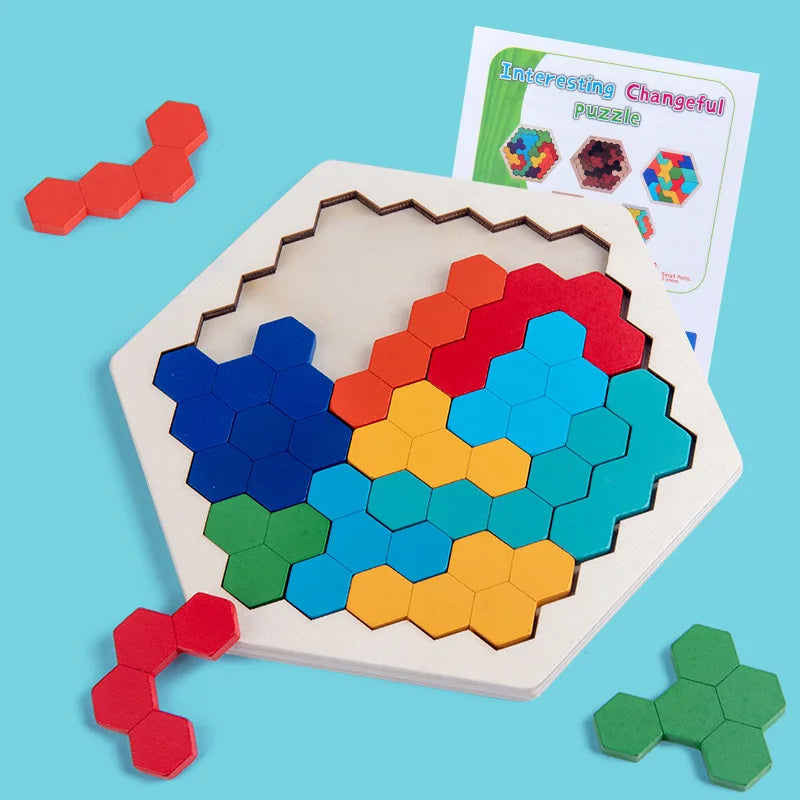 Wooden Hexagon Tangram Puzzle