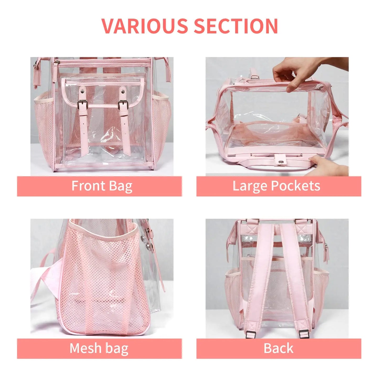 Large Clear Multi-compartment Waterproof Backpack