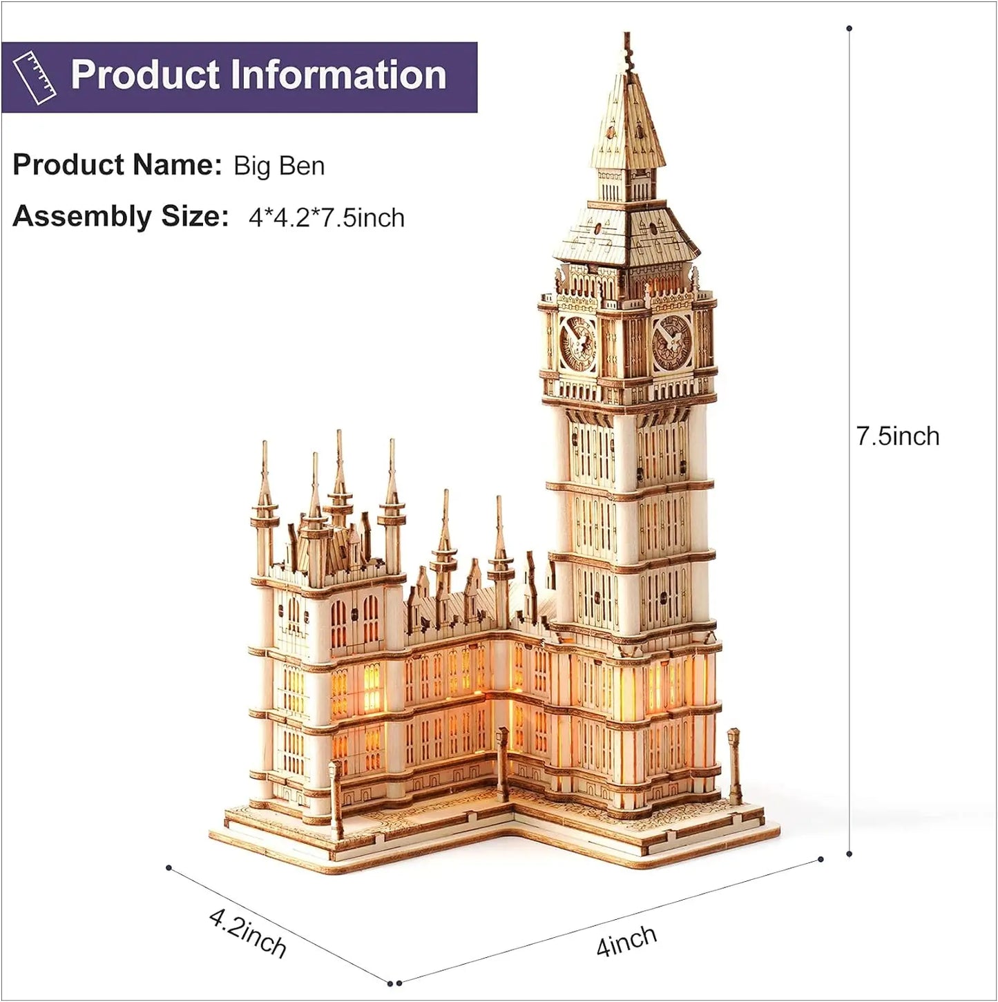 Wooden 3D Tower Bridge Big Ben Eiffel Tower Puzzle