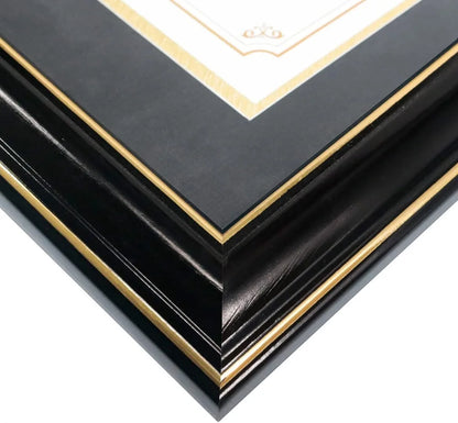 Diploma Frame with Black Over Gold Mat or Display 15x18 Certificate Without Mat