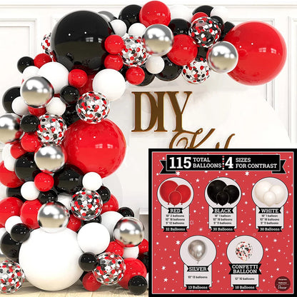 110Pcs Red Black Balloon Garland Kit