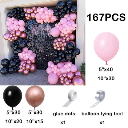 110pcs Rose Red Gold Balloon Garland Kit