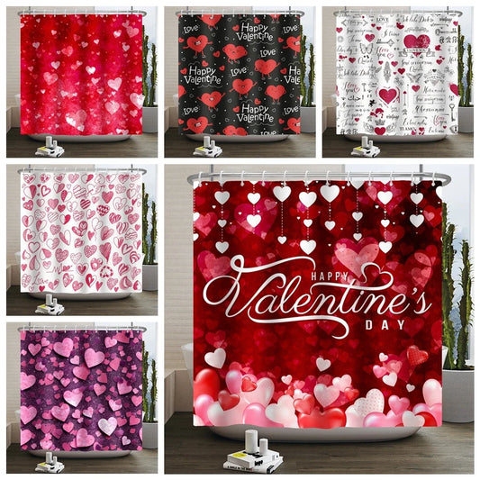 "Happy Valentine's Day" Shower Curtain