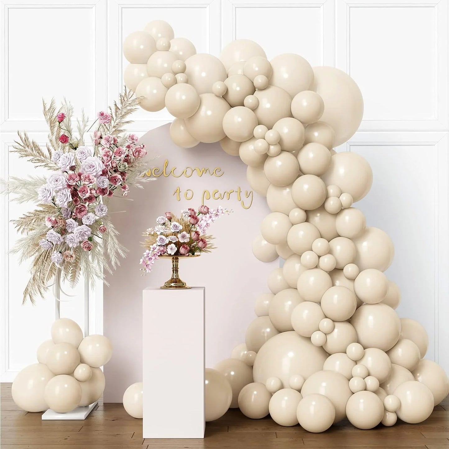 102pcs Sand White Balloon Garland