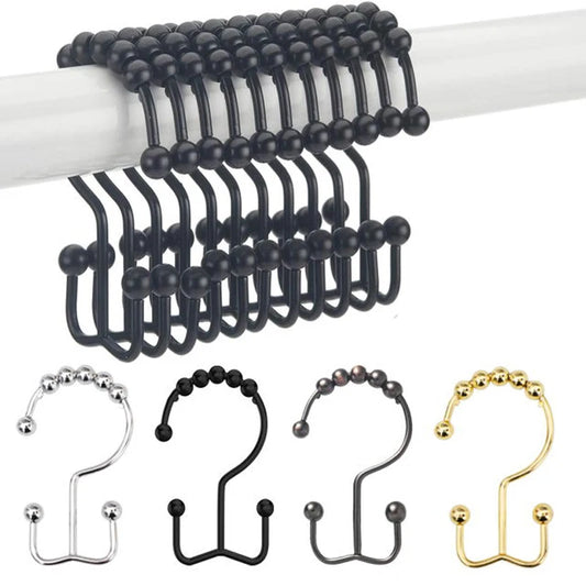 12 Pcs Stainless Steel Shower Curtain Hooks