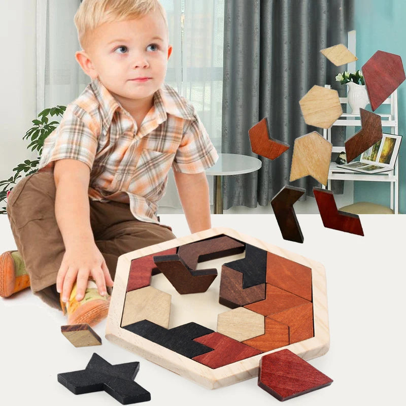 Wooden Hexagon Tangram Puzzle