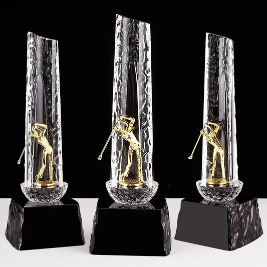 Crystal Metal Golf Trophy