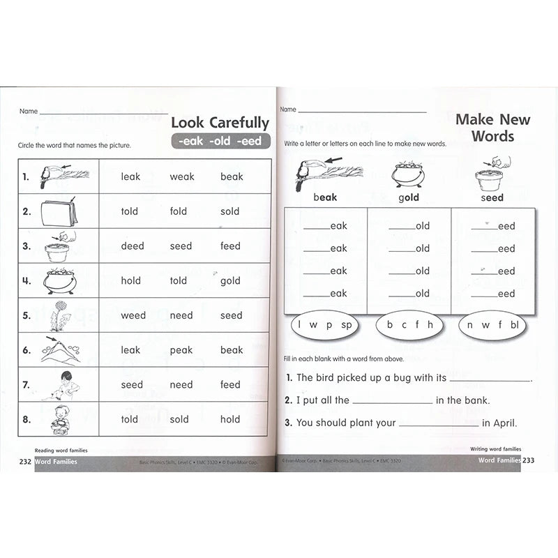 Cahier d'exercices de base sur les compétences phonétiques pour les classes 1 et 2, niveau C