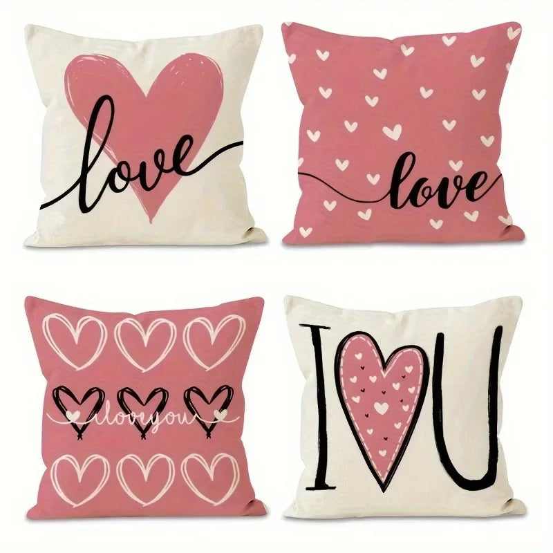 "Pink Love Valentine's Day" Pillow Covers