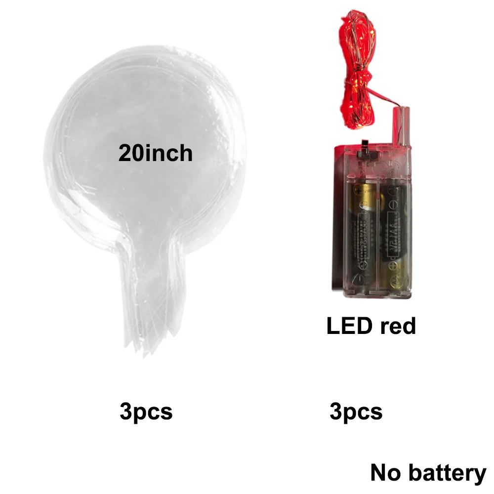 3 set Clear Red LED Balloons